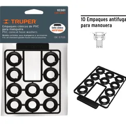 Bolsa con 10 Empaques de PVC Antifuga para Manguera, Truper