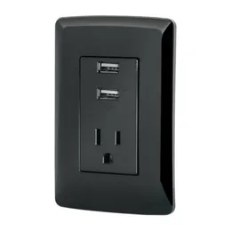 Contacto Aterrizado + 2 Puertos Usb, Negro, Lnea Italiana