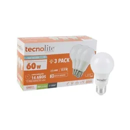 Paquete de 3 Foco Domestico A19 LED 8.5w Luz Cálida 100-240V 3000K