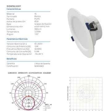 DOWNLIGHT 12W 3500K 85-265V MLDL12WWTBC SATIN