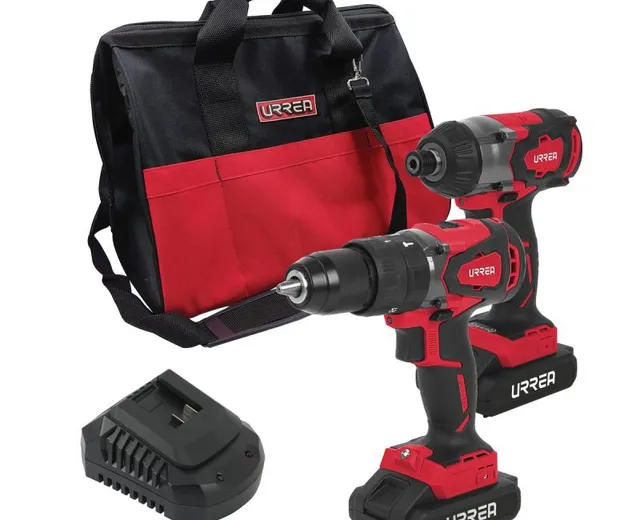 Juego de rotomartillo y atornillador de impacto a batería Li-ion 20 V, 2 piezas en mochila Urrea