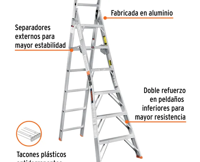 Escalera Convertible, Tipo Ll, 13 Escalones, Truper