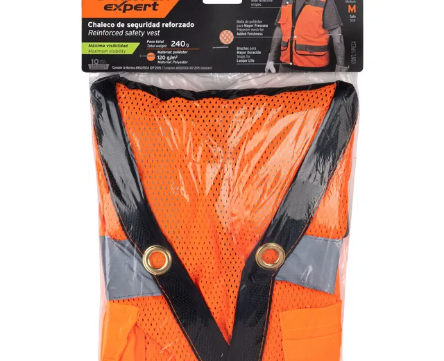 Chaleco de Seguridad de Alta Visibilidad, Naranja, M, Expert
