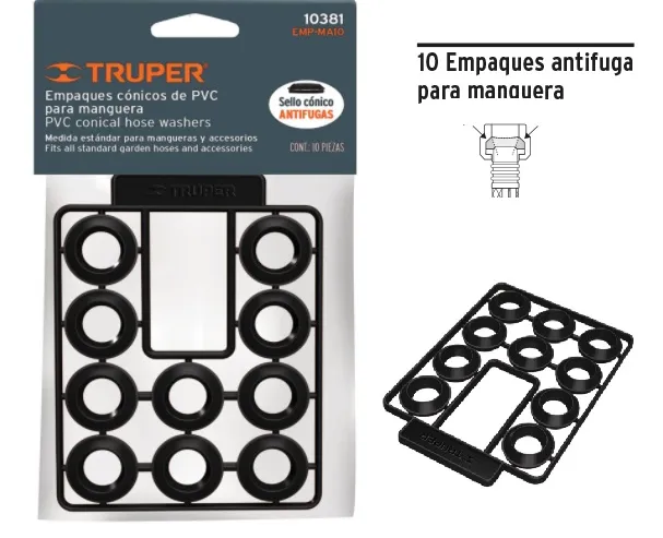 Bolsa con 10 Empaques de PVC Antifuga para Manguera, Truper