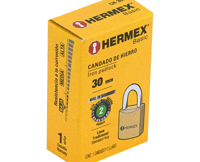 Candado de Hierro 30 Mm, Color Latn, Corto, Caja, Basic