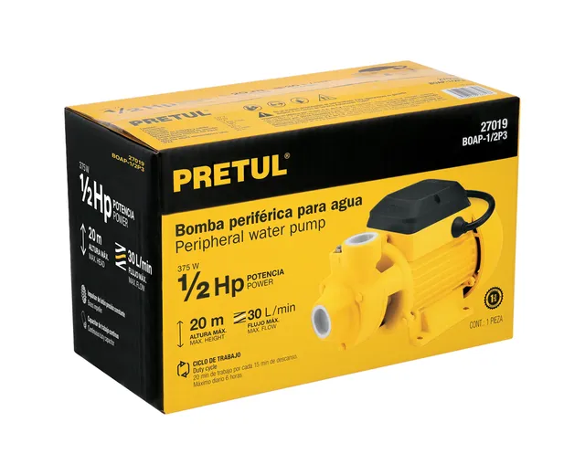 Bomba Perifrica 1/2hp, Altura Mx 20m, Uso Agrcola, Pretul