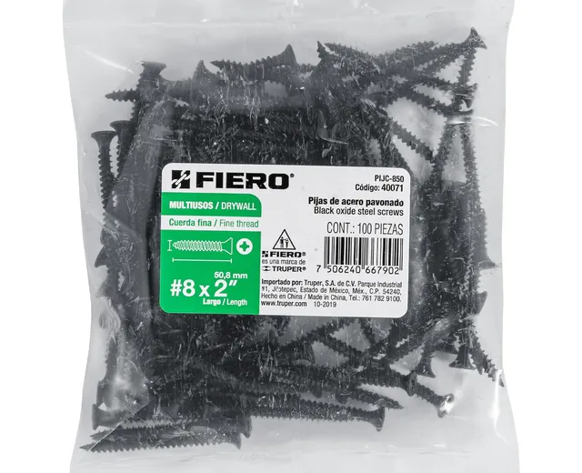 Paquete de 100 Pijas 8x1-1/2" Cabeza Plana Phillips Multiusos Cuerda Fina