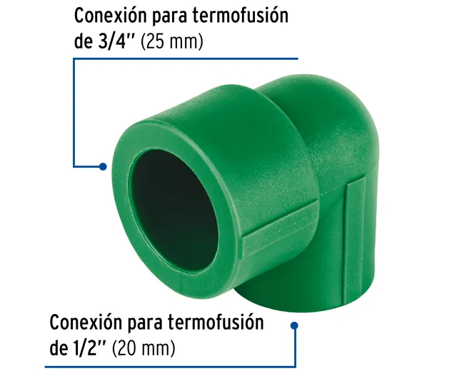 Codo 90° PPR Reducido, 3/4" X 1/2", Foset