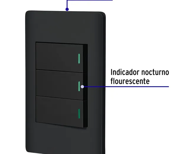 Placa Armada Negra 3 Interruptores 1 Mdulo, Lisboa, Volteck