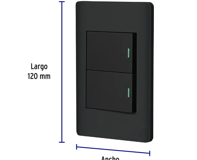 Placa Armada Negra 2 Interruptores 1.5 Mdulos, Lisboa