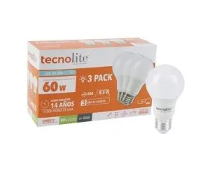 Paquete de 3 Foco Domestico A19 LED 8.5w Luz Fría 100-240V 6500K