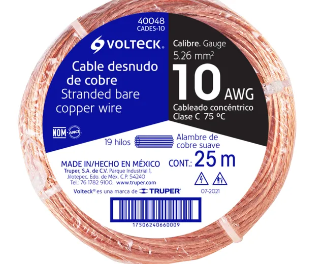 Cable Cobre Desnudo Cal - 1/0 Pulgadas