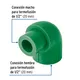 Codo 90° PPR, Macho-hembra, Foset - 1/2 Pulgadas